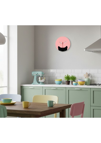 Pinkcat Duvar Saati - Pembe ve Siyah - Sessiz Mekanizma - Pembe-Kedi Duvar Saati fiyatları