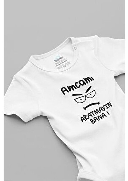 Organik %100 Pamuk Amcamı Aratmayın Bana Yazılı Bebek Body Badi Çıtçıtlı Zıbın 5750