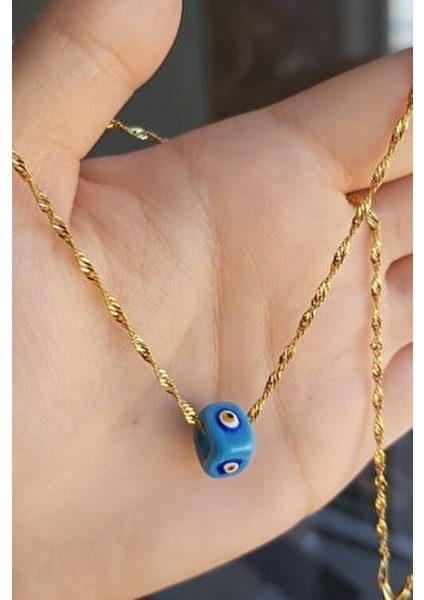 925 Ayar Gümüş Nazar Boncuklu Singapur Zincir