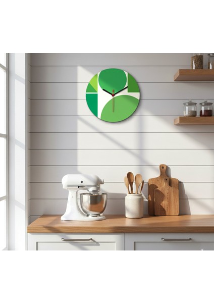 Green Duvar Saati - Modern Yeşil Özel Tasarım Duvar Saati - Sessiz Mekanizma | Yeşil Soyut Duvar Saati