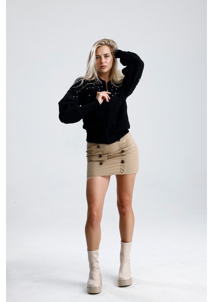 Önü Fermuarlı, Taşlı Incili Ceket ,hırka