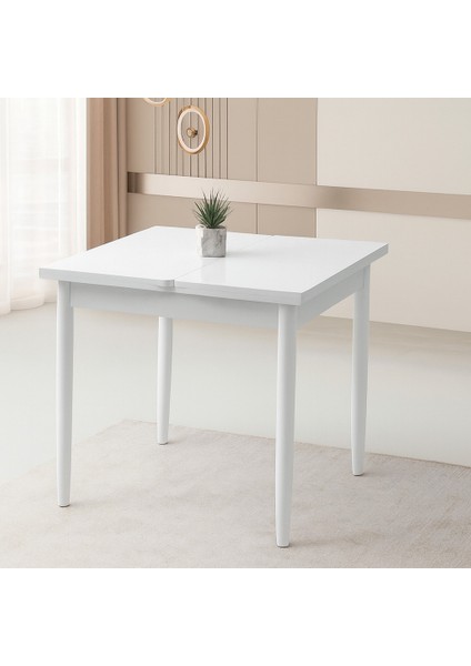 Yanlardan Açılır Büyüyen Yemek Masası Beyaz 75X80CM Sadece Masa Fiyatıdır