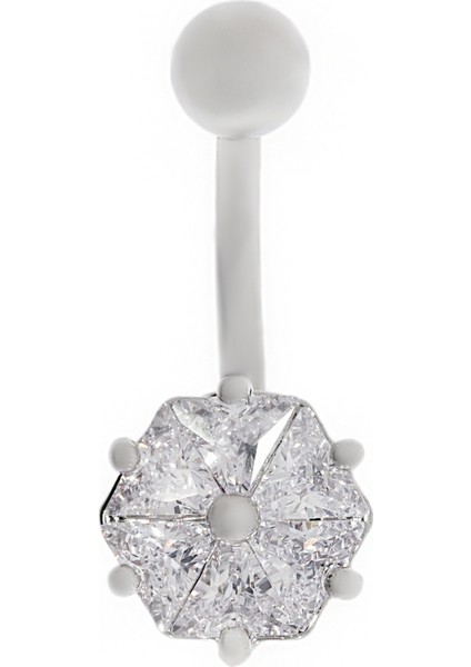 Kadın Altıgen Taş Model Çelik Piercing