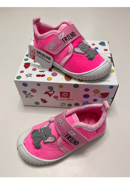 Kız Çocuk Kışlık Hafif ,yumuşak ve Kaymaz Taban Panduf Ev Kreş Ayakkabısı Fil Model