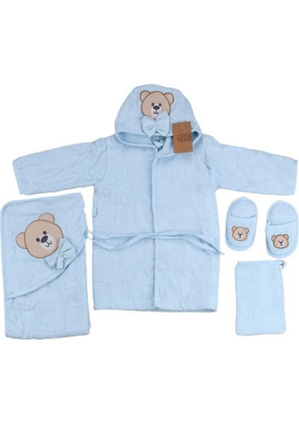Sebi Ayı Desenli Bebek Bornoz Takımı 134