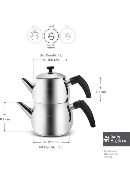 Alim Indüksiyon Tabanlı Midi Boy Çaydanlık fiyatları