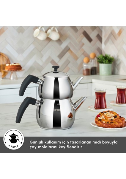 Alim Indüksiyon Tabanlı Midi Boy Çaydanlık