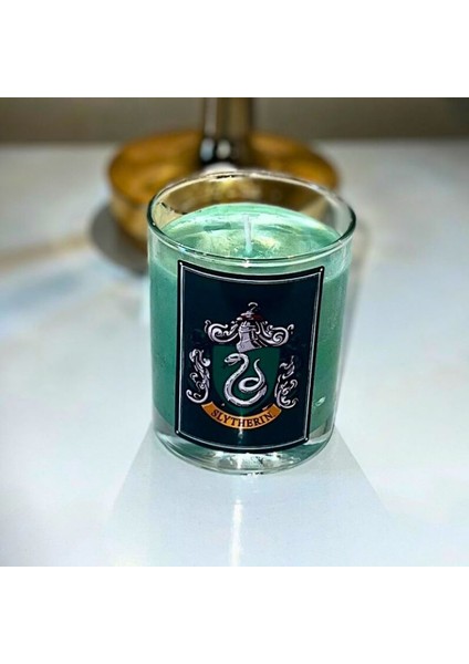 Slytherin Dekoratif Mum – Soya Wax – Kış Çayı Kokulu – Harry Potter modelleri