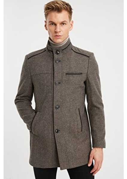 Erkek Toprak Kapitone Astarlı Yün Karışımlı Kaşe Kaban indirimleri