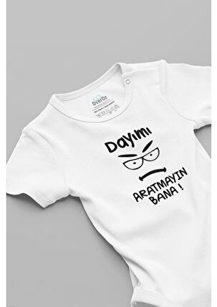 Organik %100 Pamuk Dayımı Aratmayın Bana Yazılı Bebek Body Badi Çıtçıtlı Zıbın 5749