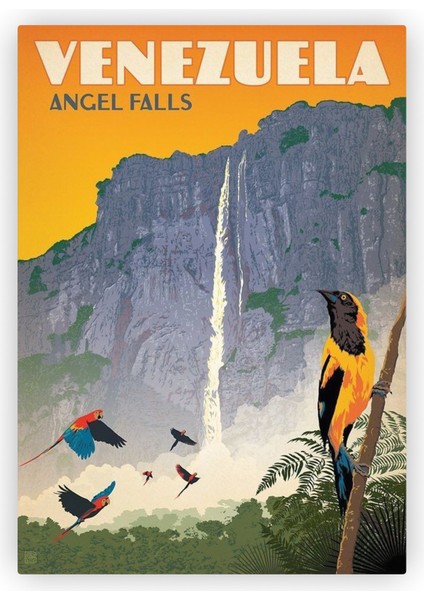 Venezuela Angel Falls Angel Şelalesi Ahşap Poster 20X29 cm