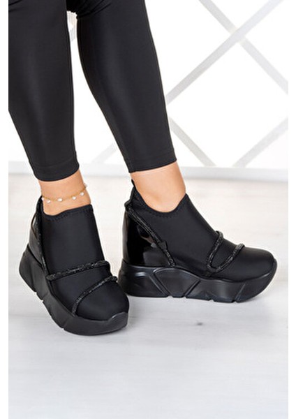 Barbara Siyah Streç Gizli Dolgu Spor Ayakkabı fiyatları