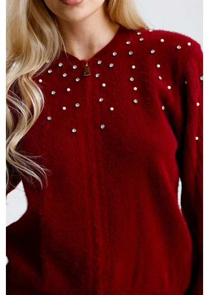 Önü Fermuarlı, Taşlı Incili Ceket ,hırka