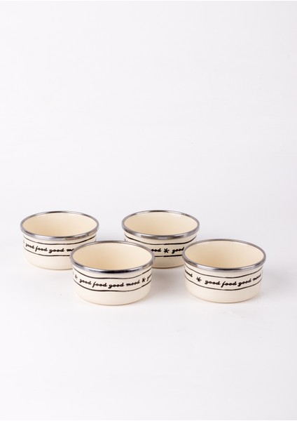 Mood Emaye 4’lü Kase Çerezlik, Kahvaltılık, Reçellik, Zeytinlik, Sunumluk Seti 8cm 200 ml