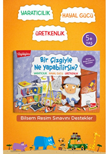 Bilsem Resim Sınavı Hazırlık Bir Çizgiyle Ne Yapabilirsin Hüseyin Demir 4-7 Yaş Çocuk Etkinlik Kitabı