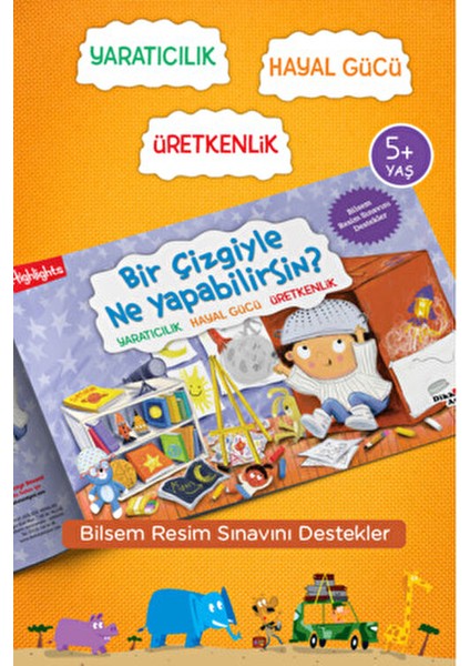 Bilsem Resim Sınavı Hazırlık Bir Çizgiyle Ne Yapabilirsin Hüseyin Demir 4-7 Yaş Çocuk Etkinlik Kitabı