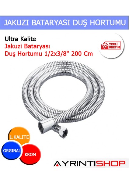 Jakuzi Bataryası Duş Hortumu 1/2x3/8" 200 cm