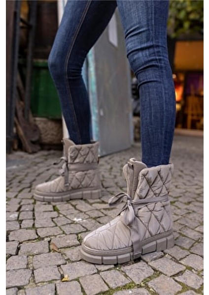 Kanno Kadın Vızon Baklava Desen Parasut Kumaş Termo Bot