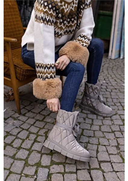 Kanno Kadın Vızon Baklava Desen Parasut Kumaş Termo Bot modelleri