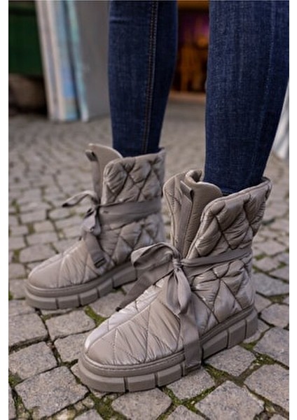 Kanno Kadın Vızon Baklava Desen Parasut Kumaş Termo Bot