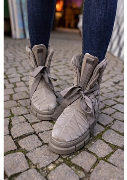 Kanno Kadın Vızon Baklava Desen Parasut Kumaş Termo Bot