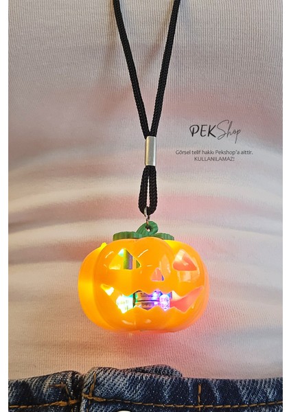 Cadılar Bayramı Işıklı Balkabağı Kolye Halloween Bal Kabağı Kolyesi Işıklı indirimleri