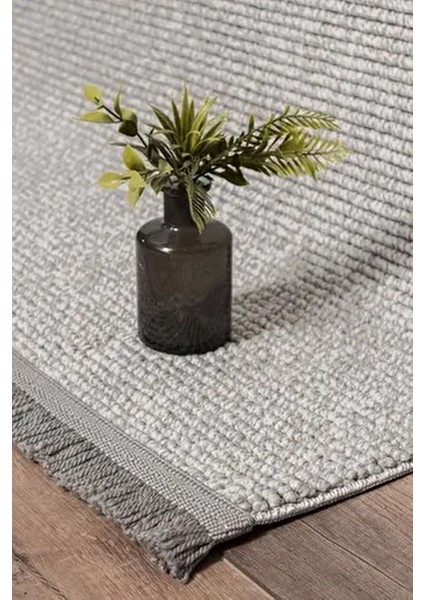 Gri Saçaklı Modern Dokuma Halı Salon Oturma Odası Yatak Odası Koridor Halısı Yolluk Gri