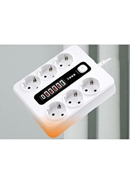 6 Adet Akıllı Priz Akım Korumalı,5 USB ve 1 Type-C Pd 20W Bağlantılı 2 Metre Kablolu modelleri