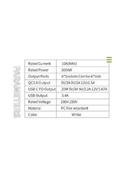 6 Adet Akıllı Priz Akım Korumalı,5 USB ve 1 Type-C Pd 20W Bağlantılı 2 Metre Kablolu fırsatları