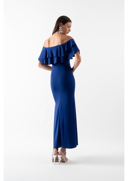 Adio Volanlı Uzun Abiye Elbise Saks fiyatları