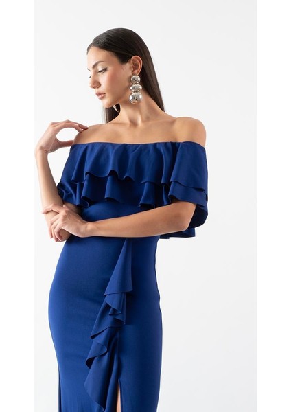 Adio Volanlı Uzun Abiye Elbise Saks fırsatları