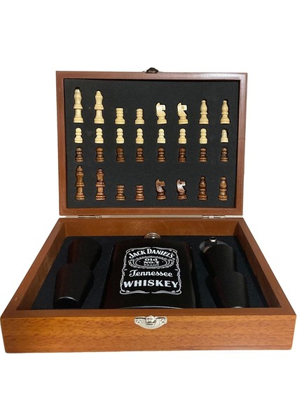 Ahşap Kutulu Satrançlı Matara Seti ALK37 fiyatları