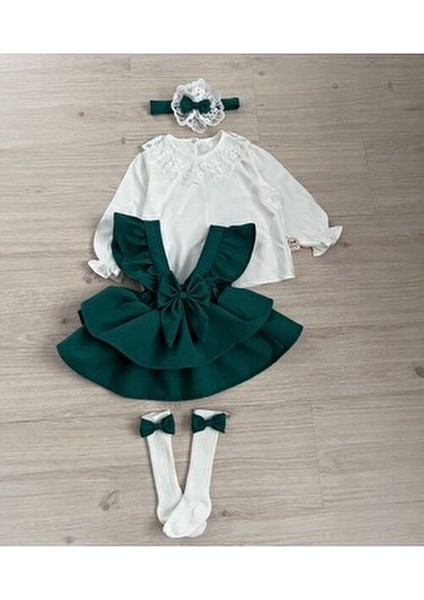 Kız Çocuk ve Bebek Kat Kat Etek Gömlek Bandana Çorap Takım fiyatları