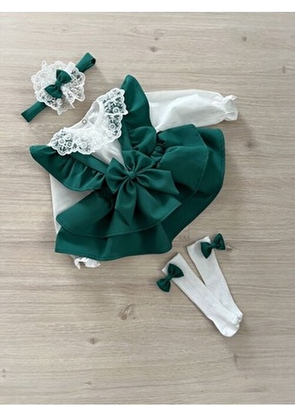Kız Çocuk ve Bebek Kat Kat Etek Gömlek Bandana Çorap Takım fırsatları
