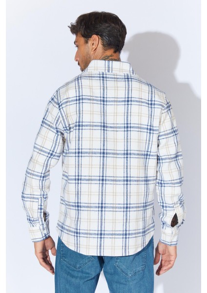 Erkek Ekru Uzun Kollu Flanel Çift Cep Kapakalı Regular Gömlek indirimleri