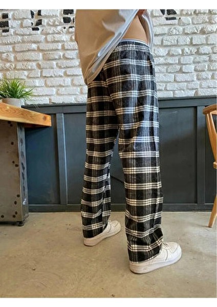 Limited Edition Siyah Y2K Ekose - Kareli Desen Model Bol Paça Relaxed Unisex Oversize Pijama Altı fiyatları