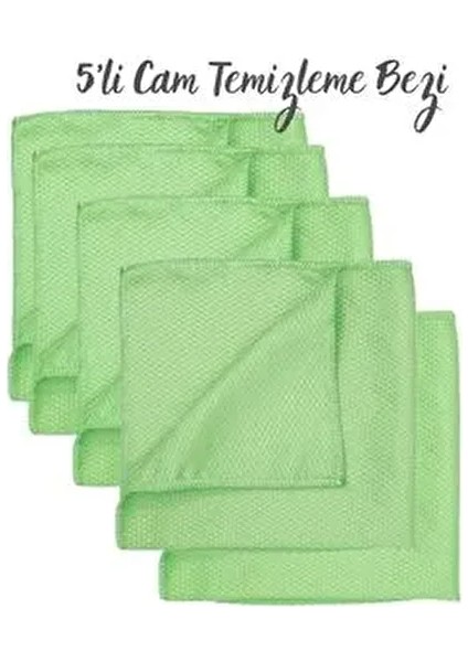 5'li Süper Emici Toz Bırakmayan Mikrofiber Baklava Desenli Cam Temizleme Bezi