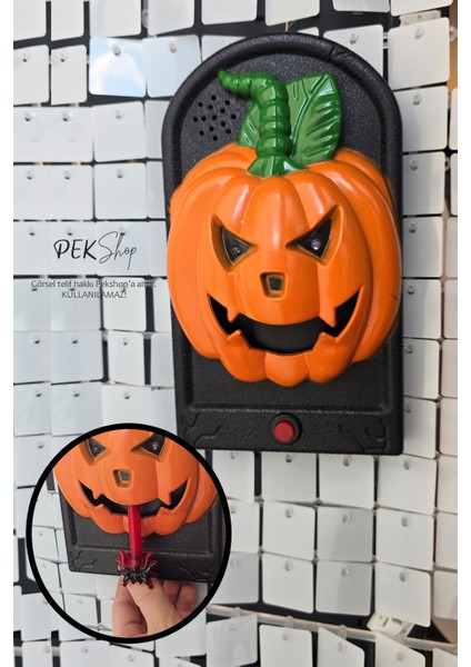 Halloween Bal Kabağı Kapı Zili Sesli Hareketli Cadılar Bayramı Kapı Zili Süs Aksesuar