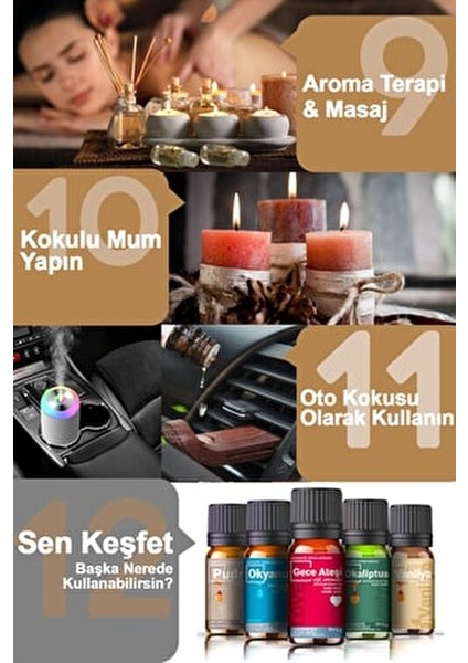 Keyf Serisi 4'lü Saf Esansiyel Yağ Oda Kokusu 10 ml Cam Şişe Aromatik Etki indirimleri