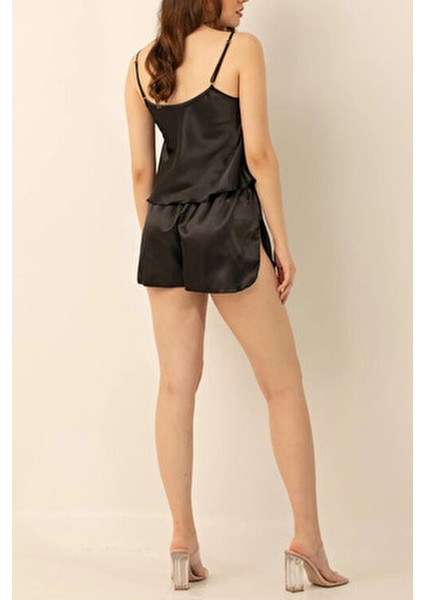 Ayarlanabilir Askılı Saten Şortlu Gecelik Takım - Rahat, Çeyizlik, Ince Askılı,yırmaçlı indirimleri