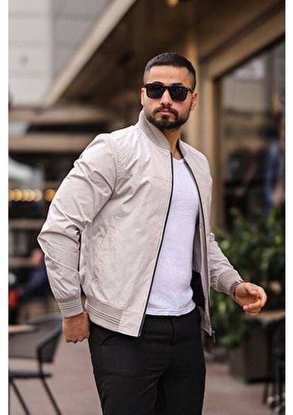 Erkek Krem Bomber Ceket