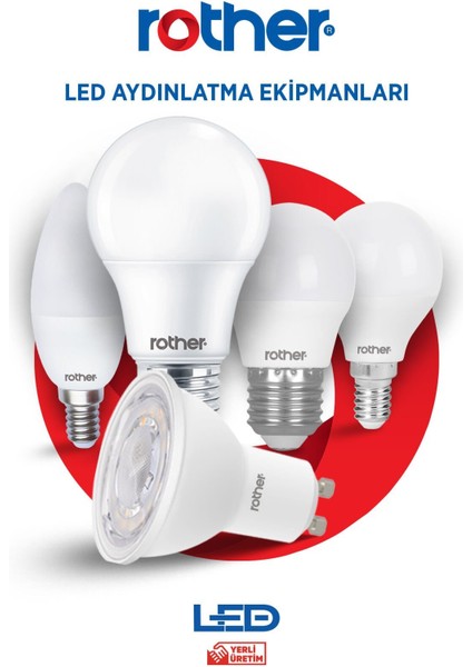 RTL02101 Rother LED Mum Avize Ampul 6W E14 470 Lümen 6500K Beyaz Işık - Enerji Tasarruflu Ampul