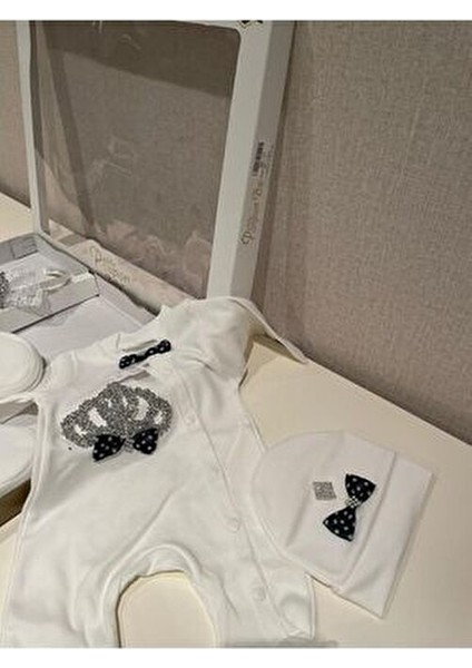 Erkek Bebek Lacivert Hastane Çıkışı Lohusa Seti Terliği Tacı Terlik Taç Seti Hamile Doğum Hediyesi