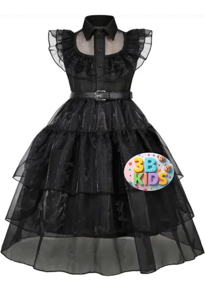 Işıklı Wednesday Kostüm Elbise + Çanta +El +Tü Eldiven +Kemer Parti Doğum Günü Seti indirimleri