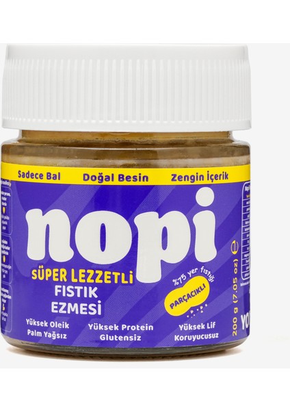 Nopi Parçacıklı Yer Fıstığı Ezmesi 200G