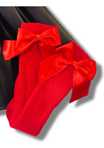 Kız Bebek Çocuk Deri Etek Omuz Fırfırlı Kırmızı Badi Fiyonklu Çorap Seti fiyatları