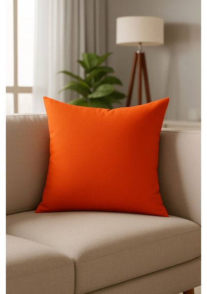 sunrise Flame Turuncu Dekoratif Kırlent Kılıfı 45X45 cm %100 Keten Kare Fermuarlı Yastık Kılıfı