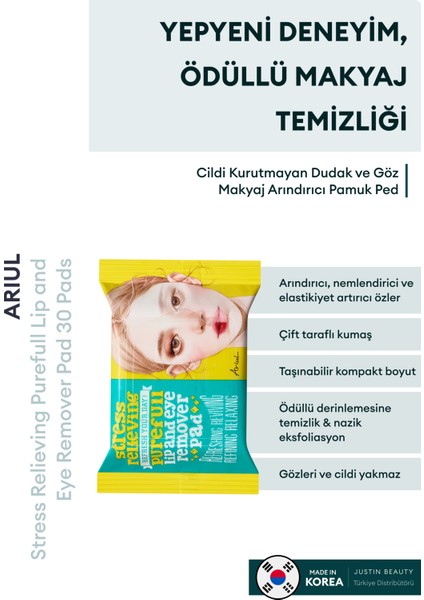 Nemlendirme Etkili Purefull Dudak ve Göz Makyaj Temizleme Pedleri 30 Adet