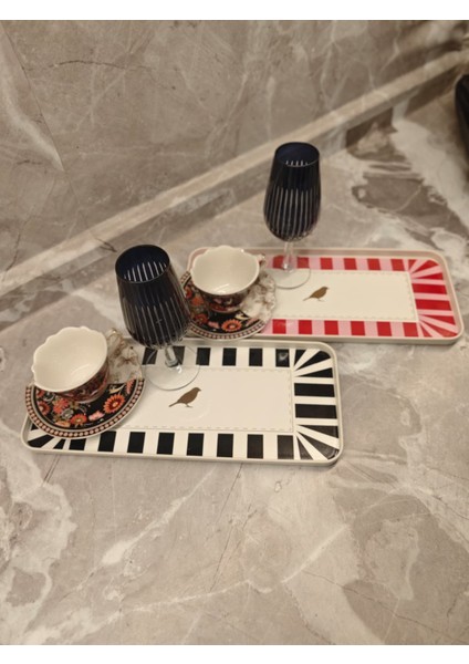 Kuşlu Kahve Sunum Tepsisi 30*12 cm Dikdörtgen fırsatları