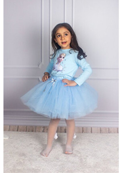 Elsa Baskılı Body ve Kabarık Tütü Etek Ikili Takım